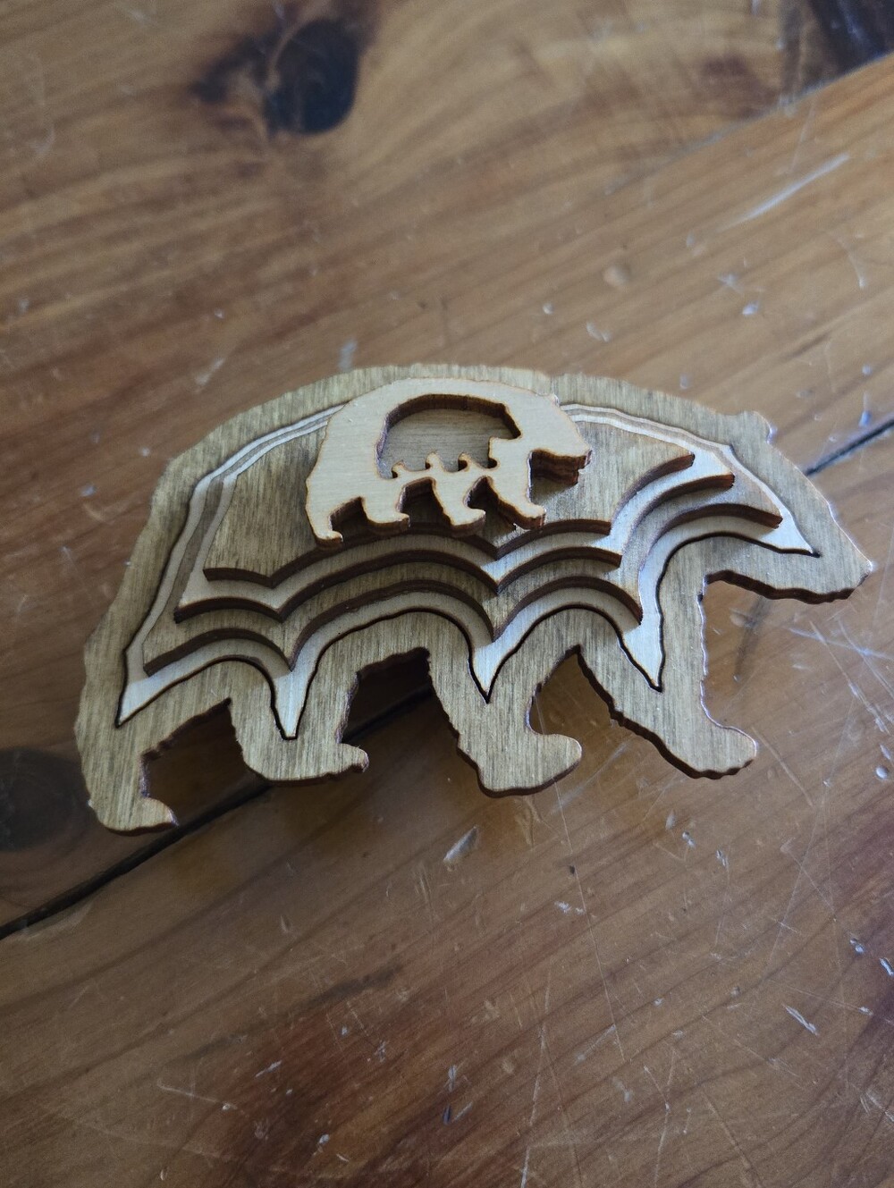 Tim Weberding Woodworking Handcrafted Wooden Grizzly Black Bear Trinket Box